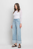 Kris Super High Rise Cuffed Wide Leg Vervet Jeans