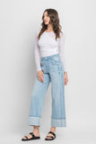 Kris Super High Rise Cuffed Wide Leg Vervet Jeans