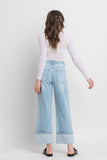 Kris Super High Rise Cuffed Wide Leg Vervet Jeans