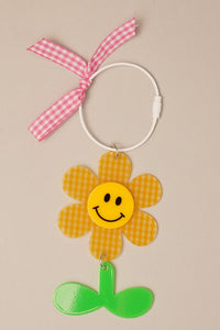 Yellow Flower Smiley Face Keychain