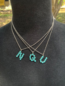 Tiny Turquoise Letter Necklace